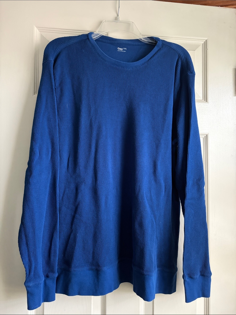 GAP Royal Blue Waffle Knit Long Sleeve Crewneck